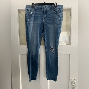 Classic Blue Distressed Ankle Jeans